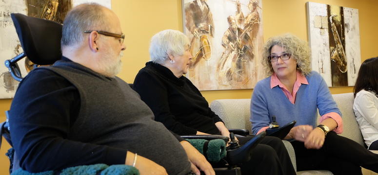 Lorraine Venturato, right, associate professor and Faculty of Nursing Chair in Gerontology with residents of St. Marguerite Manor. 